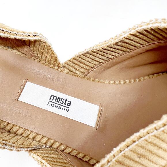 [Miista London] Tan Corduroy Pointed Toe D'Orsay Flats NWOT Size 39 US 8.5 - Picture 8 of 13